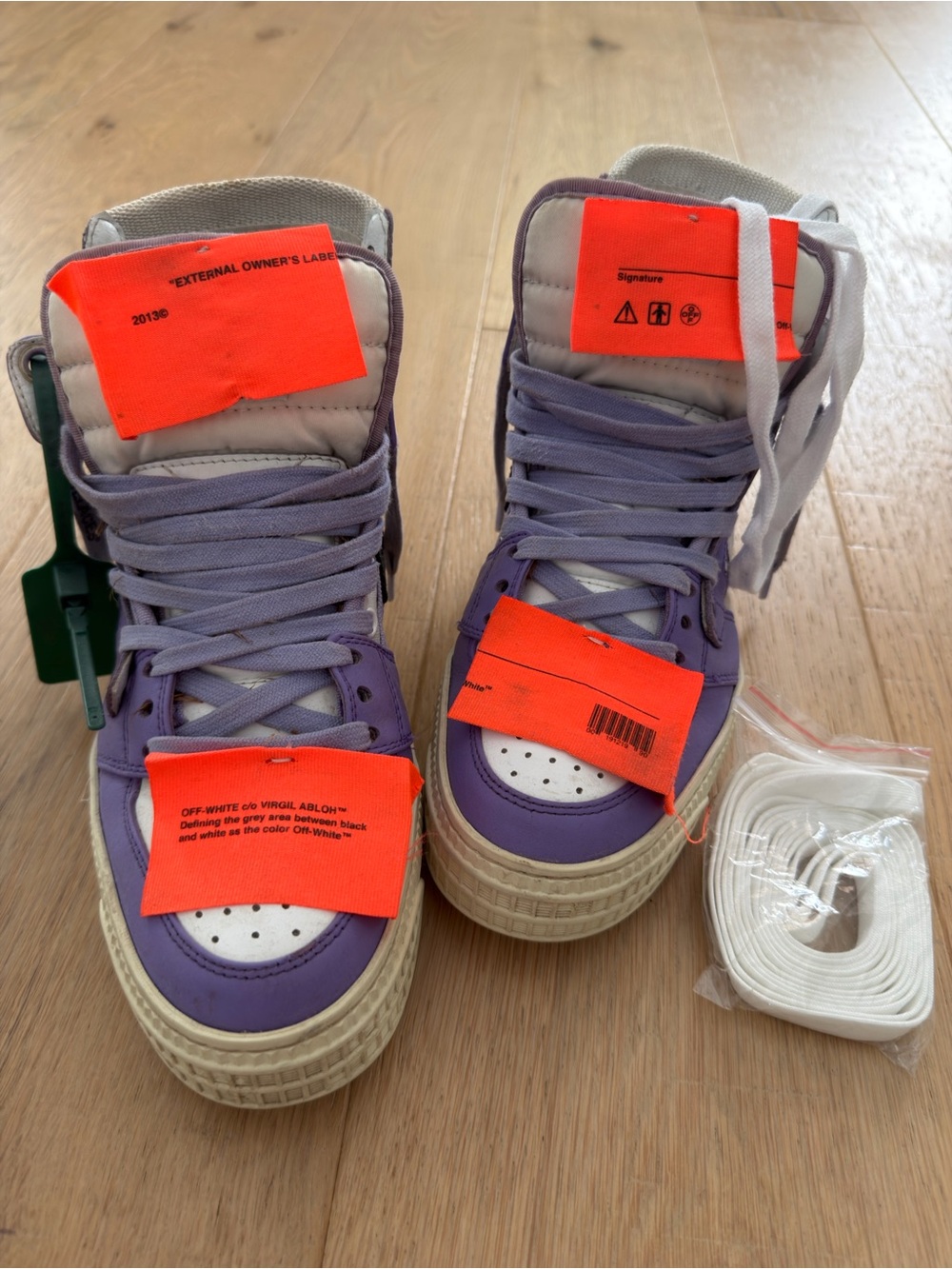 Off-White Purple and White Women’s Sneakers - Picture 2 of 8